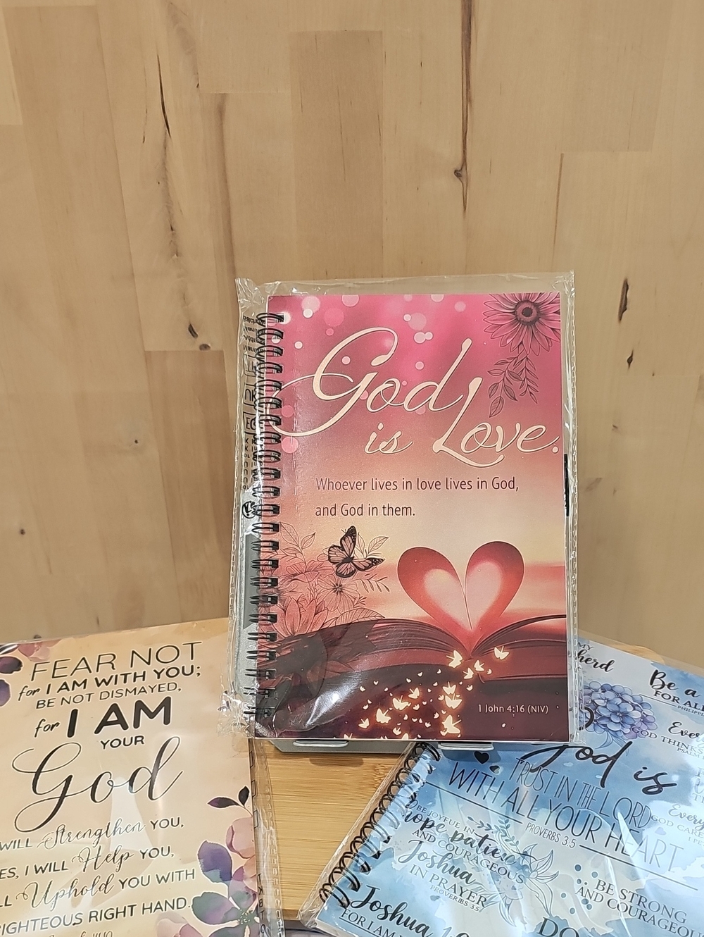 God Is Love Pink Inspirational Spiral Journal